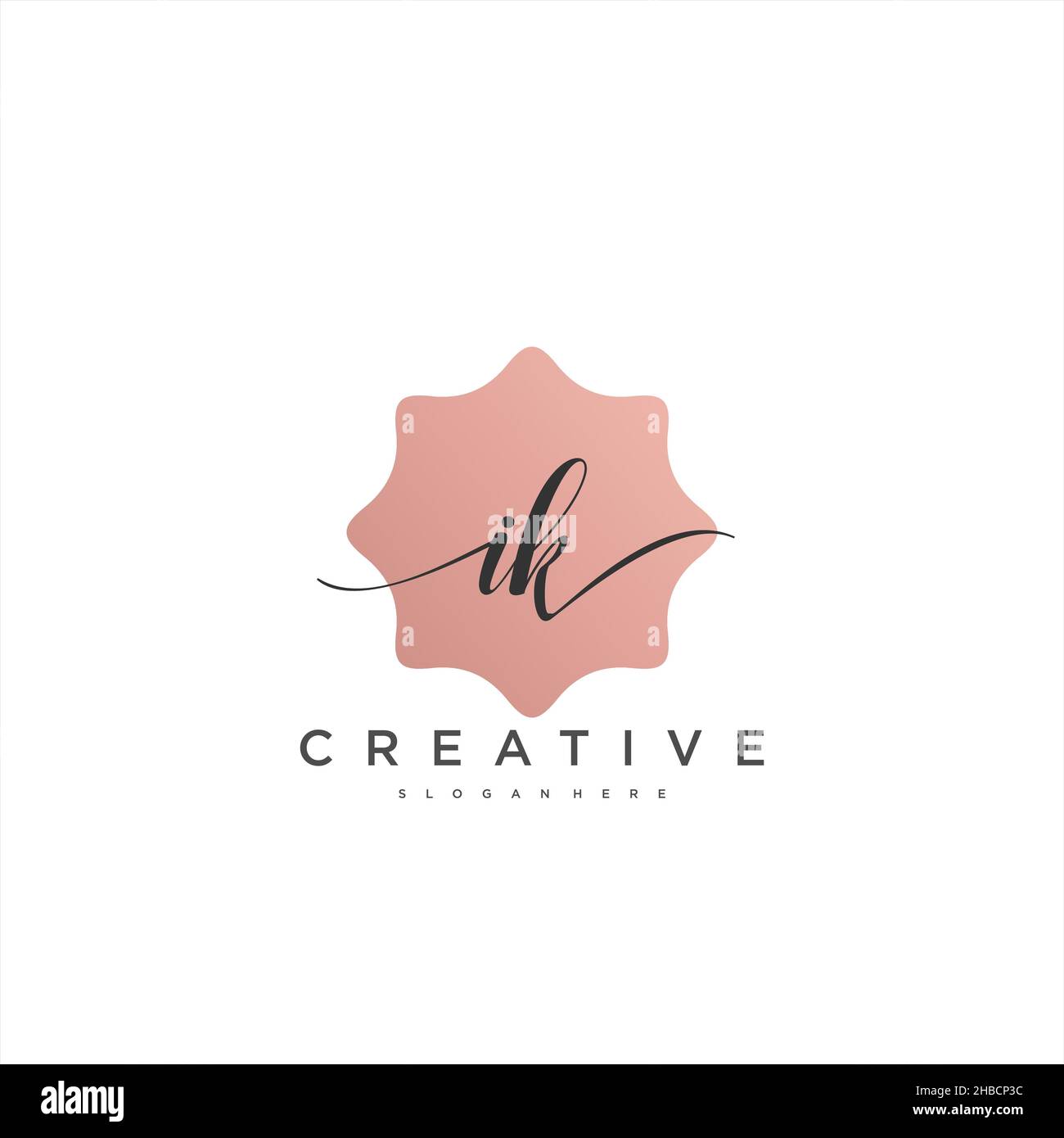 IK Initial handwriting minimalist geometric logo template vector art, Logo for business beauty, fashion, and other art Stock Vector