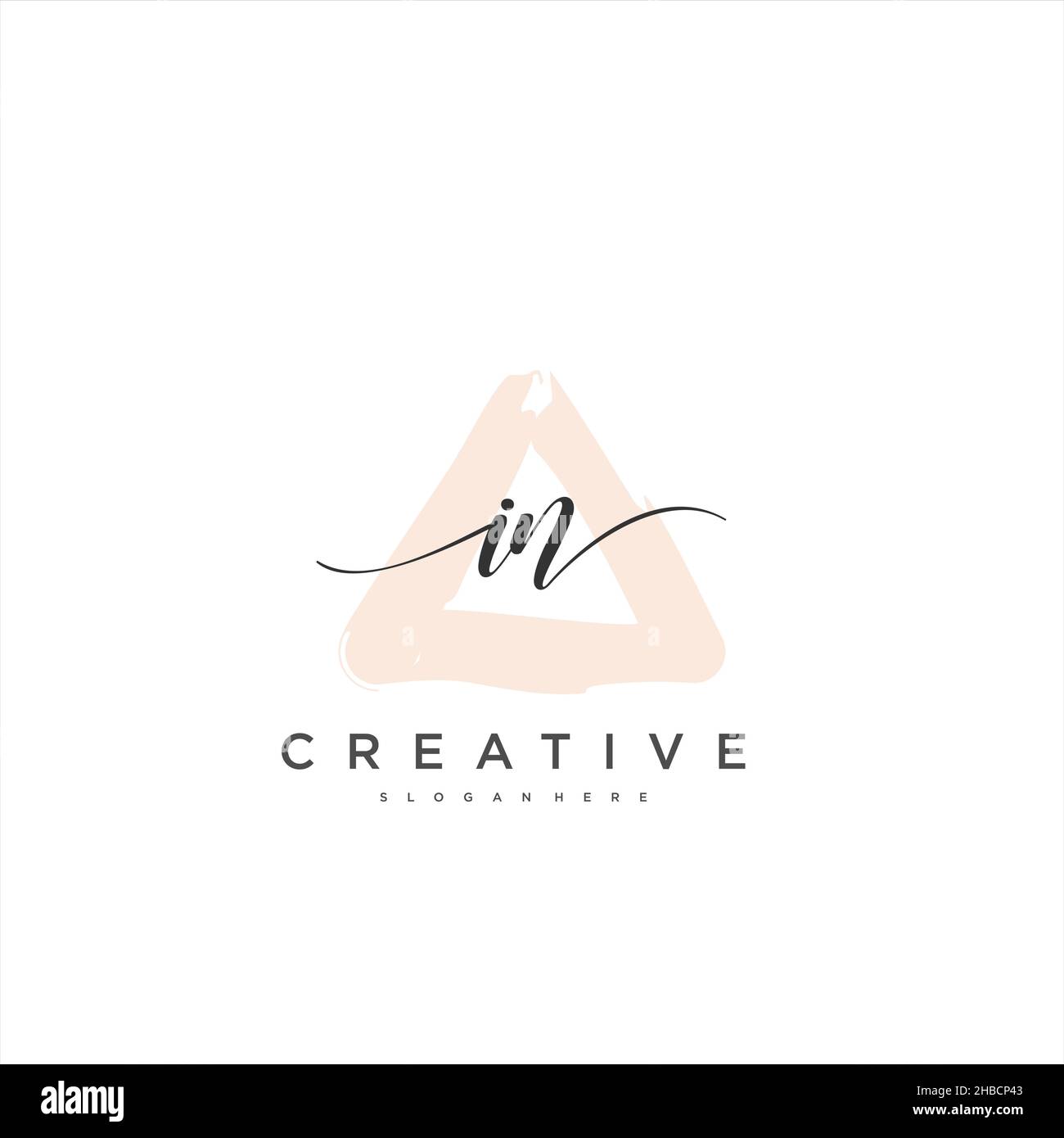 IN Initial handwriting minimalist geometric logo template vector art ...