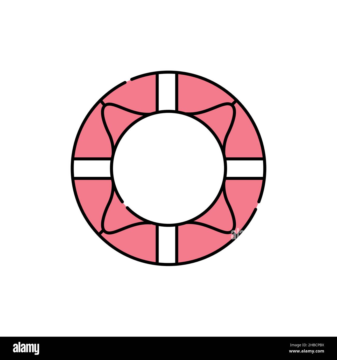 Lifebuoy color line icon. Isolated vector element. Outline pictogram for web page, mobile app, promo Stock Vector
