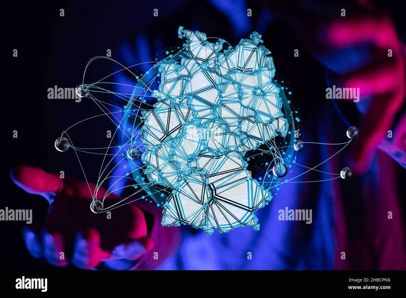 Man's hands with 3d rendered German map Stock Photo - Alamy