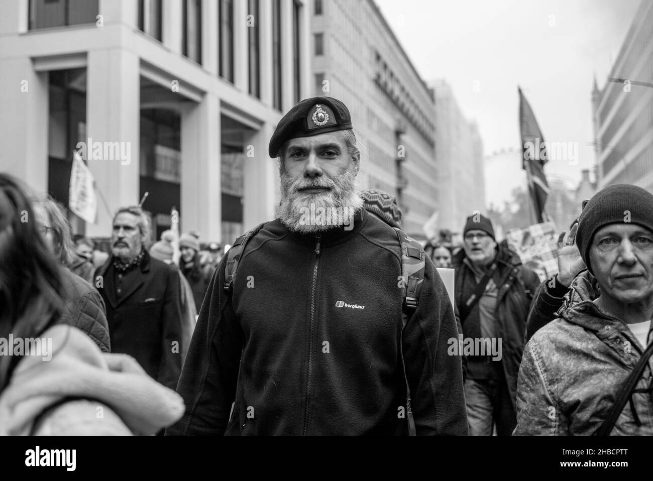 Anti Vaccine March in London, 18th December 2021 Stock Photo