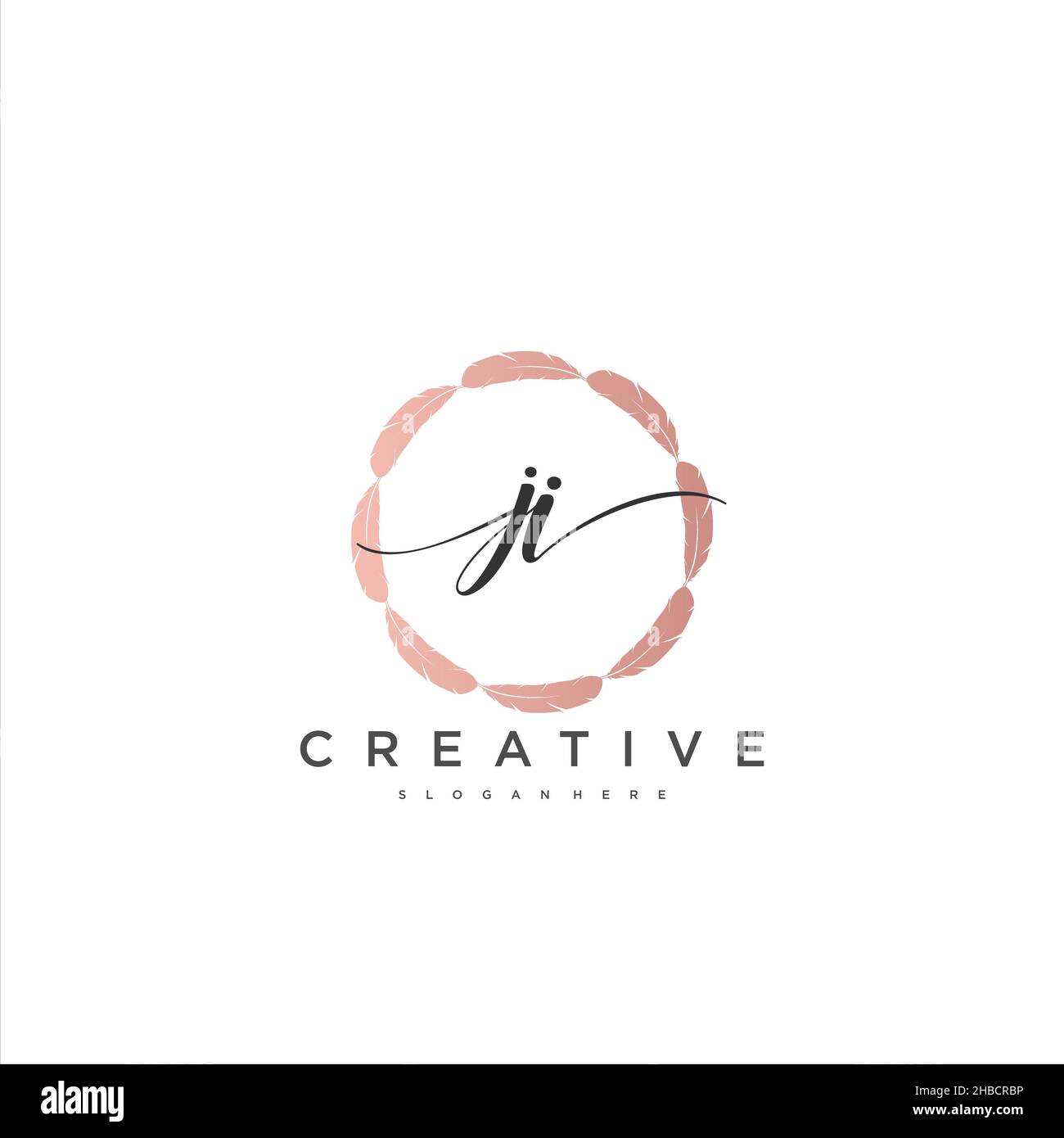 JI Initial handwriting minimalist geometric logo template vector art ...