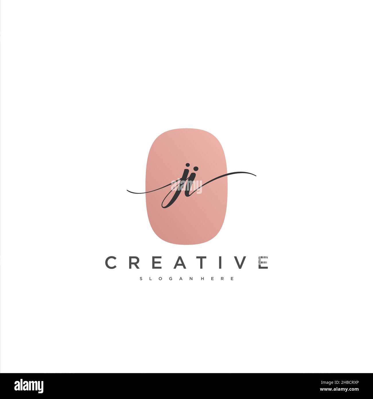 JI Initial handwriting minimalist geometric logo template vector art ...