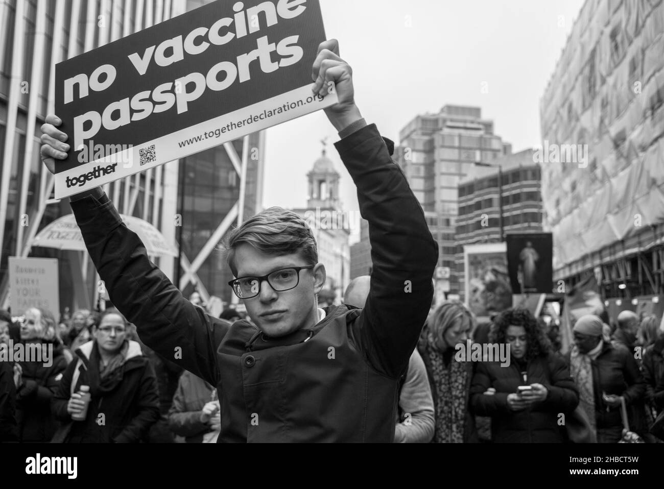 Anti Vaccine March in London, 18th December 2021 Stock Photo
