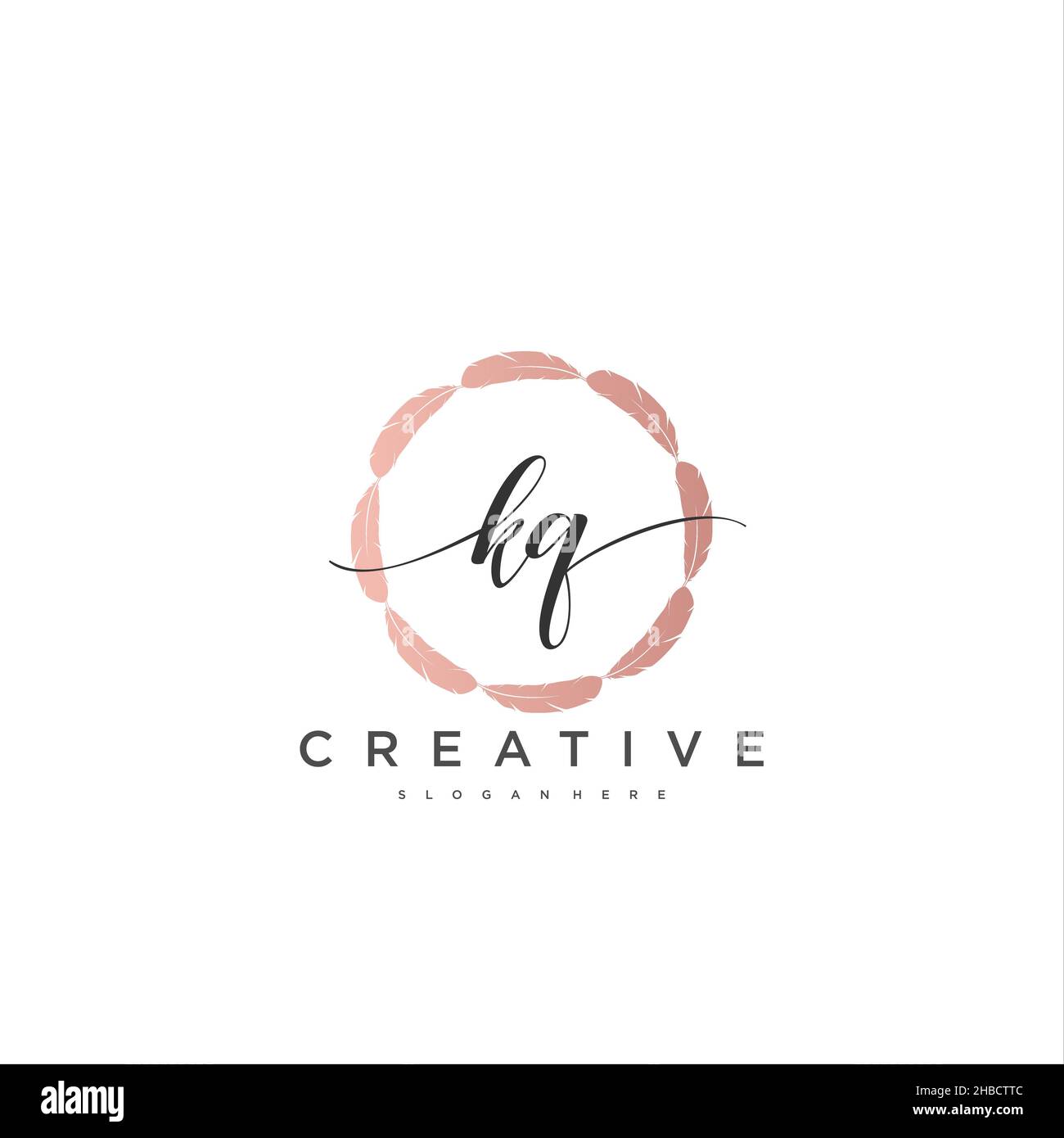 KQ Initial handwriting minimalist geometric logo template vector art ...