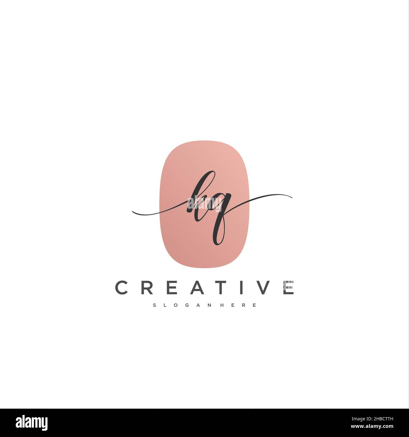 KQ Initial handwriting minimalist geometric logo template vector art ...