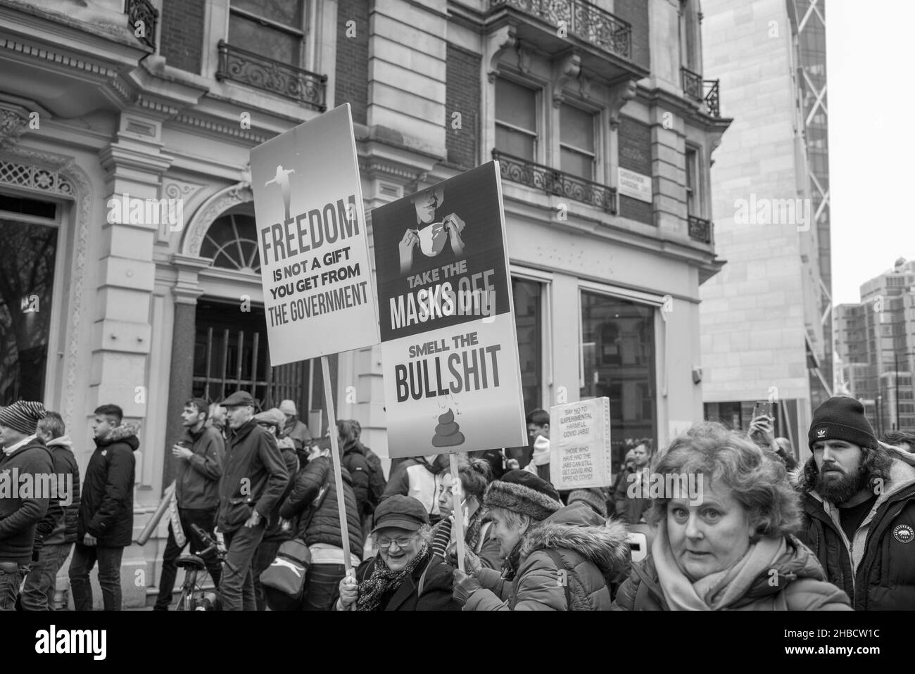 Anti Vaccine March in London, 18th December 2021 Stock Photo