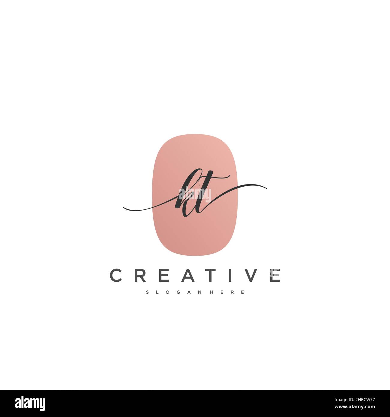 KT Initial handwriting minimalist geometric logo template vector art ...