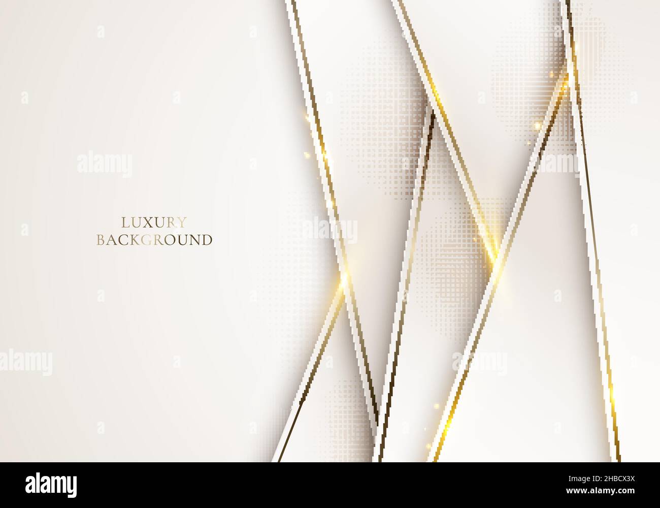 3D modern luxury template design white stripes and golden glitter line ...