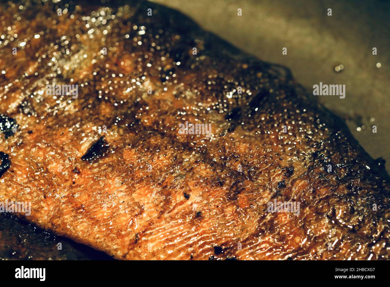 Cooking trout on the campsite Stock Photo Alamy