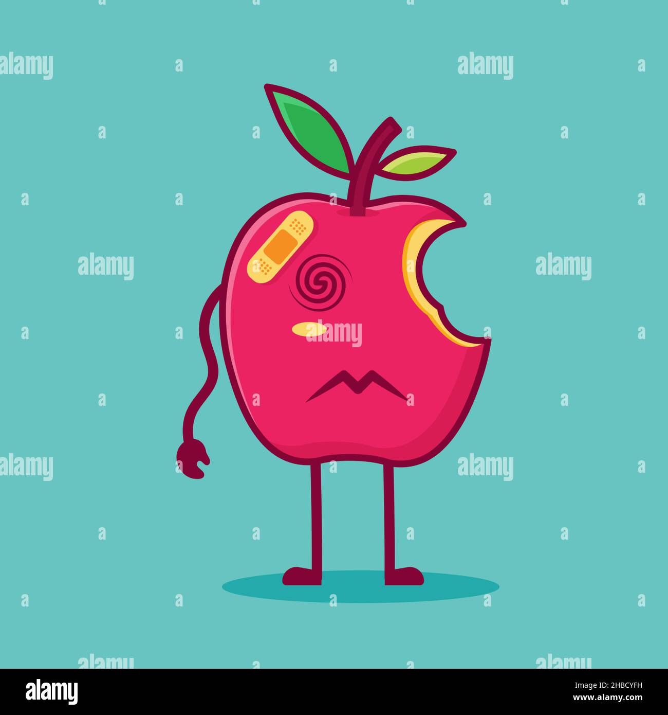 dizzy apple character vector illustration in flat style. suitable for icon, symbol,mascot Stock Vector