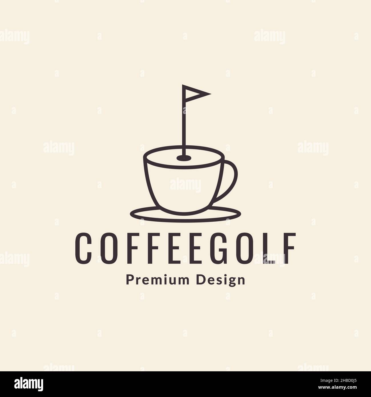 coffee cup with flag golf logo design vector graphic symbol icon sign