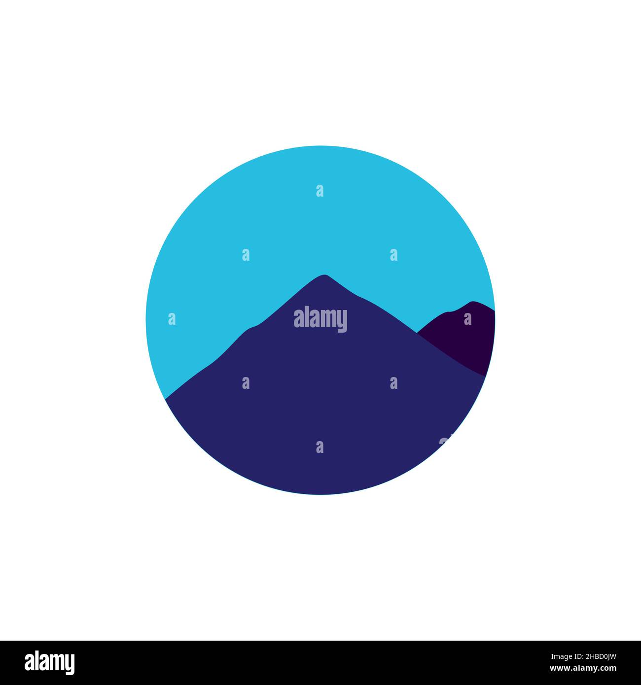 colorful blue mountain with skies logo design vector graphic symbol