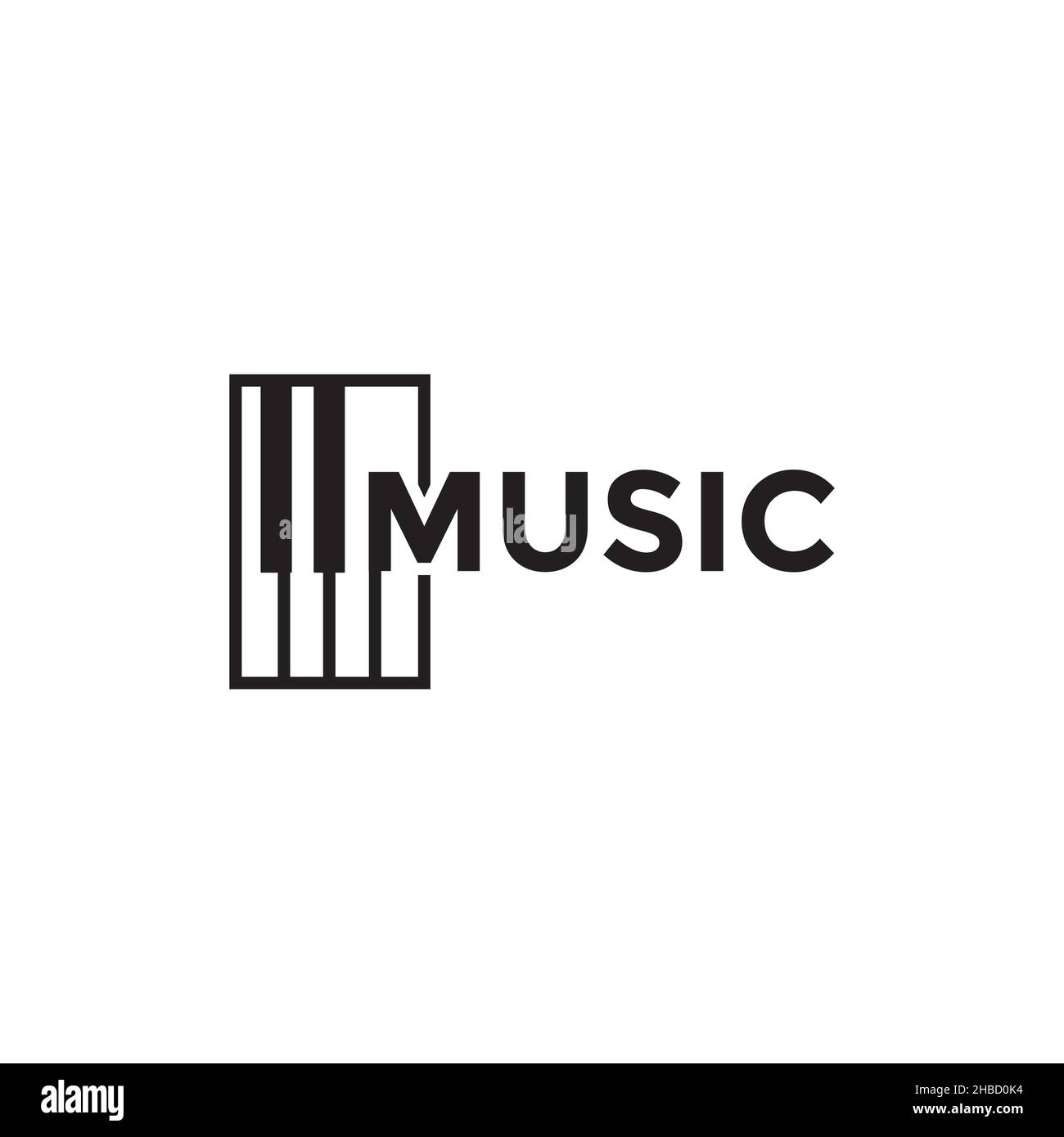 minimal piano with letter music logo design vector graphic symbol icon sign illustration