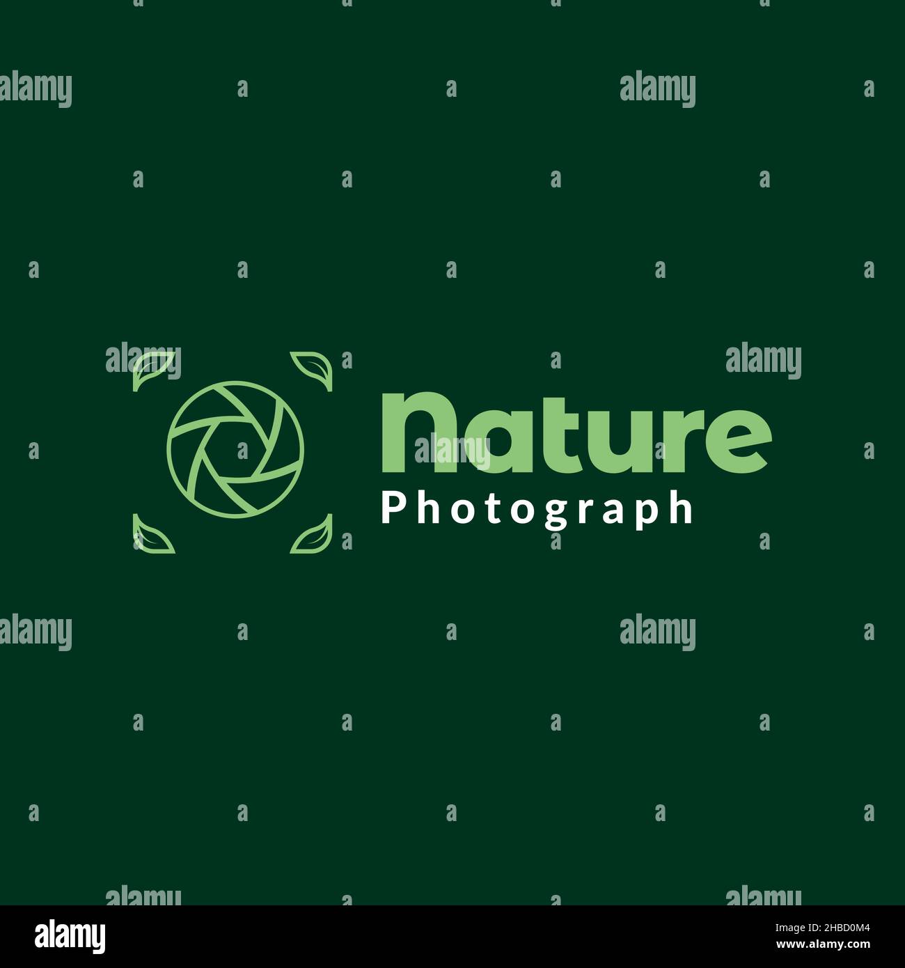 lens camera with leaf green logo design vector graphic symbol icon sign