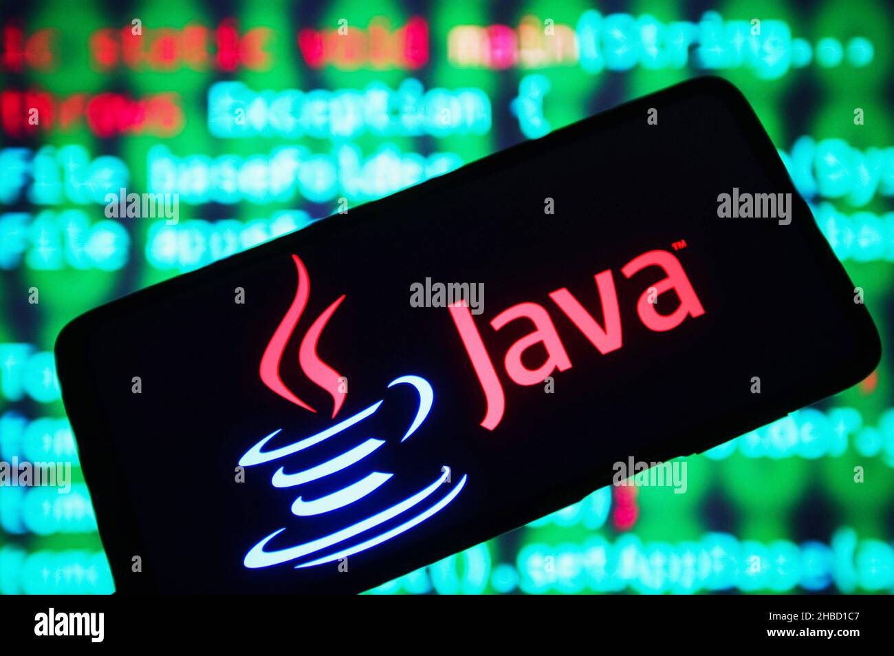 Ukraine. 18th Dec, 2021. In this photo illustration, Java logo of a programming language is seen on a smartphone screen. Credit: SOPA Images Limited/Alamy Live News Stock Photo