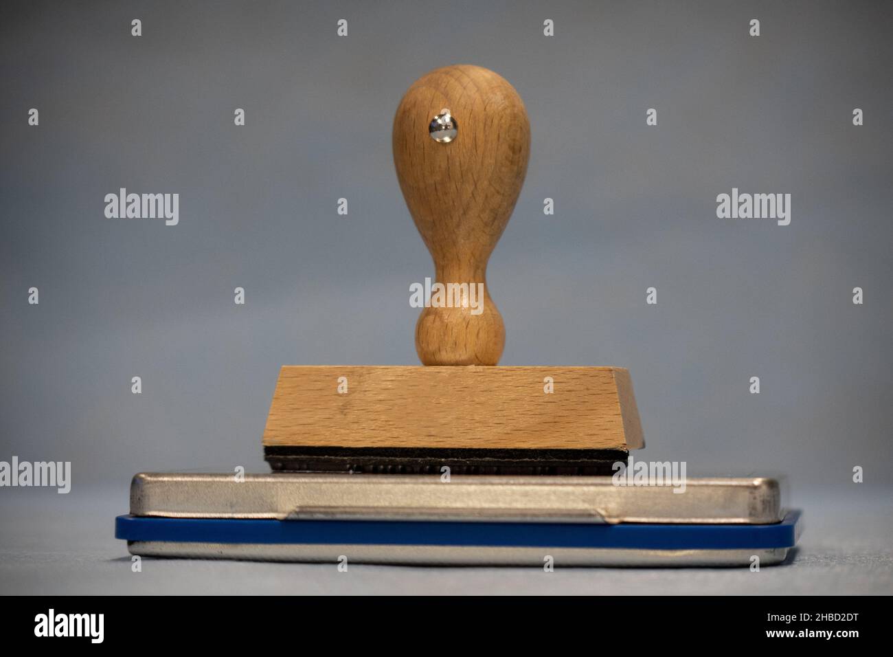 a document stamp stands on an ink pad Stock Photo Alamy