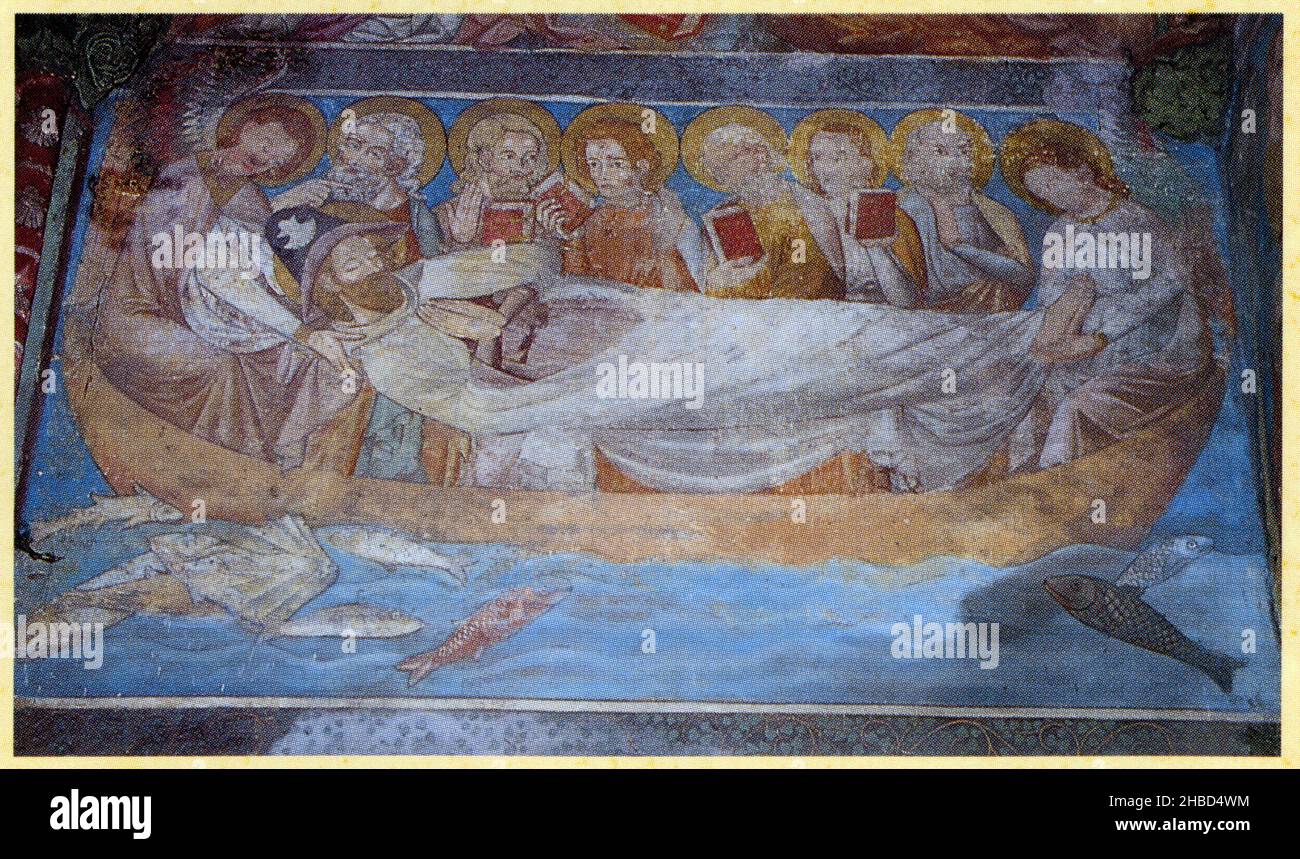 Peinture murale représentant la translation de saint Jacques ,Rabastens, Tarn Stock Photo Alamy