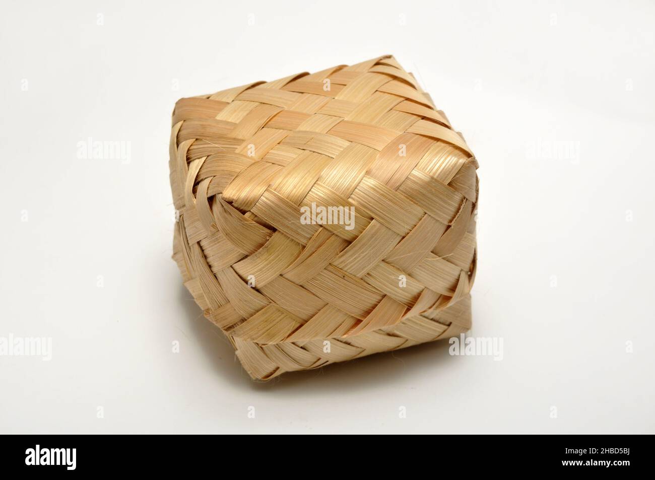 Traditional containers made of bamboo white background studio shoot ...