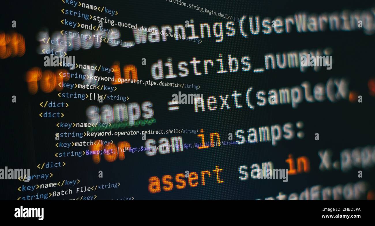 WWW software development. Mobile app developer. Innovative startup project. Website programming code. Stock Photo