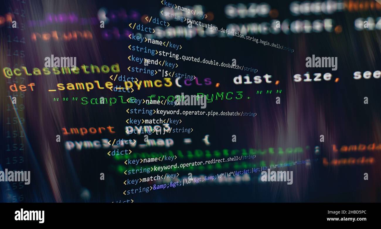 WWW software development. Mobile app developer. Innovative startup project. Website programming code. Stock Photo