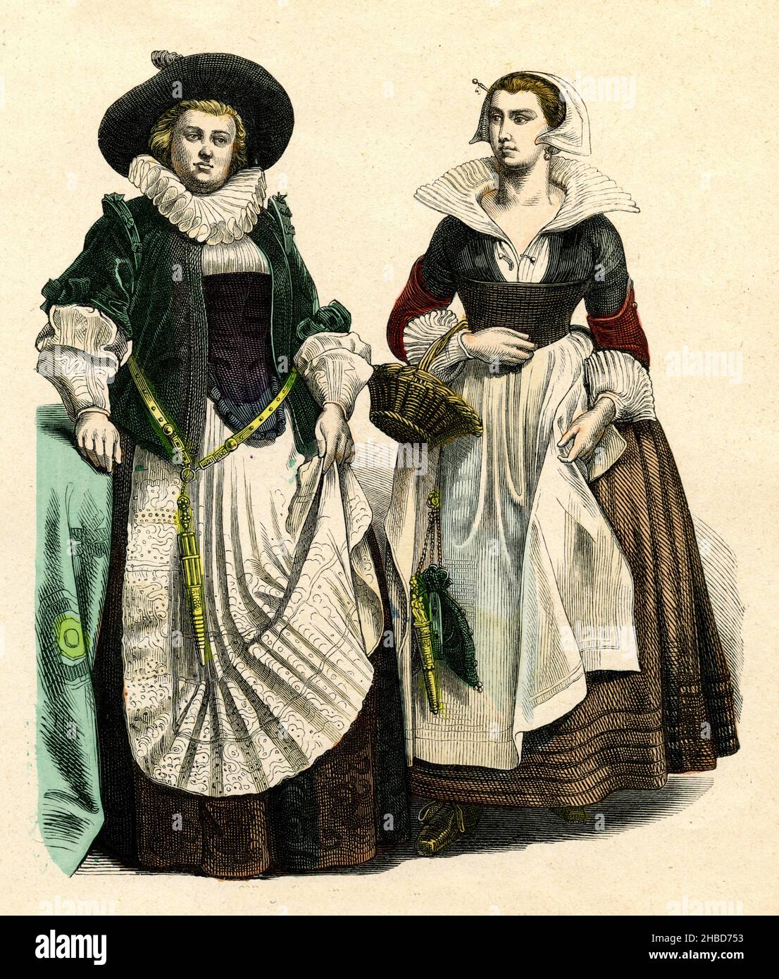 Bourgeois costume in the Netherlands ,  (picture book, ca. 1910), Bürgerliche Tracht in den Niederlanden Stock Photo
