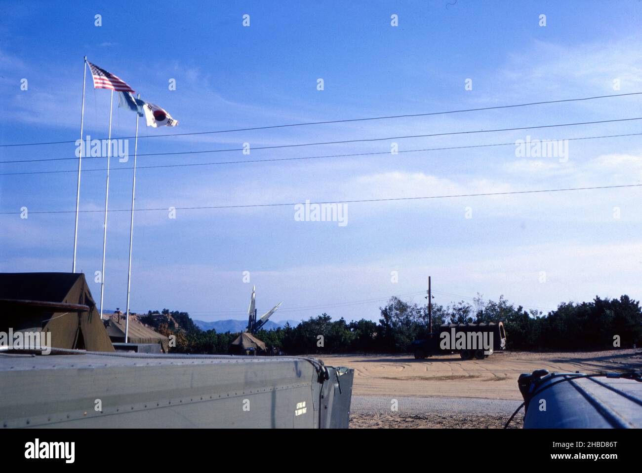 US ARMY / United States Army Flugabwehrrakete / Surface to Air Missile (SAM) MIM-14 Nike Hercules - Daecheon Beach Süd Korea / South Korea Stock Photo