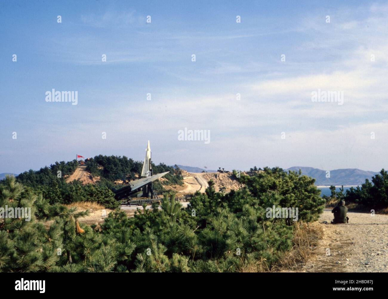 US ARMY / United States Army Flugabwehrrakete / Surface to Air Missile (SAM) MIM-14 Nike Hercules - Daecheon Beach Süd Korea / South Korea Stock Photo