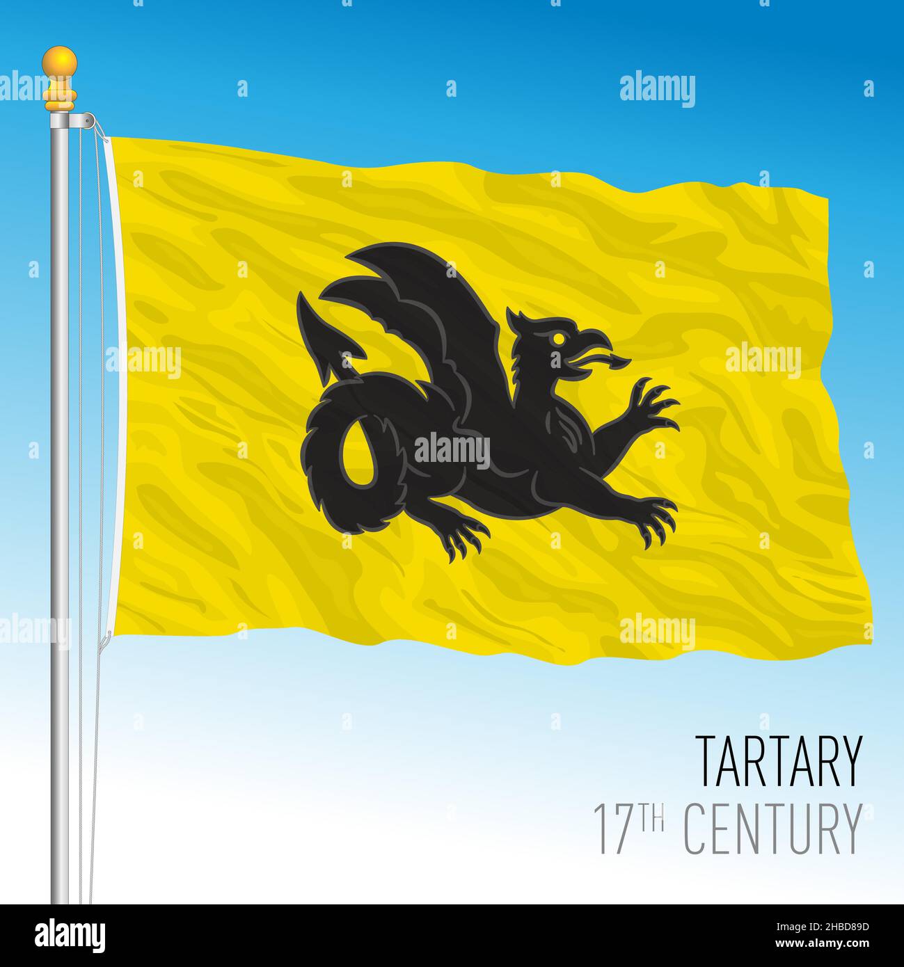 Great Tartary historical flag, 17th century, eurasia, vector illustration Stock Vector