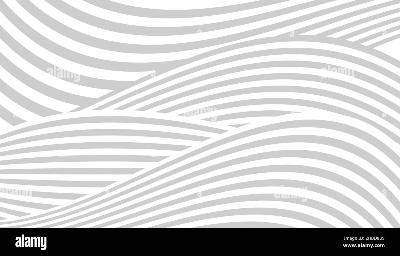 Black and white wavy pattern with curved lines. Striped surface. Vector ...