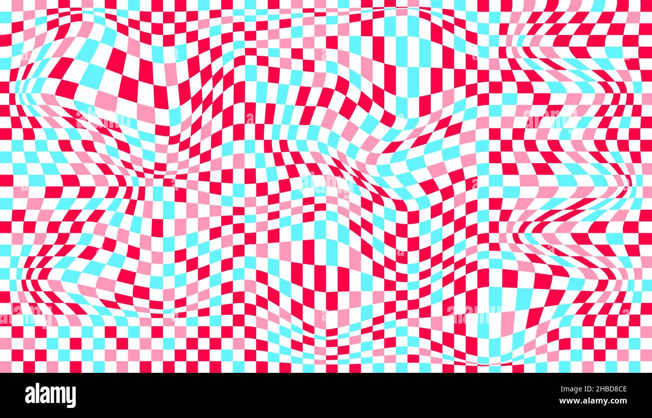Distorted surface. Chess background with distortion. Optical illusion ...