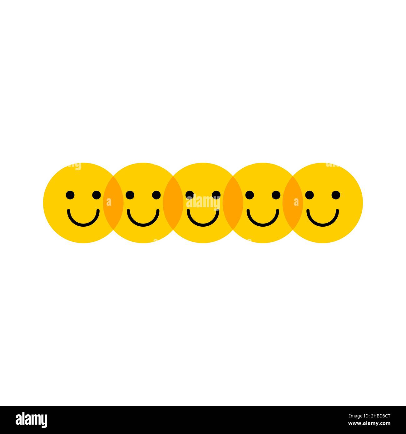 Smiling faces concept. Happy face icon. Rating sign. Friends logo. Yellow  funny vector illustration Stock Vector Image & Art - Alamy