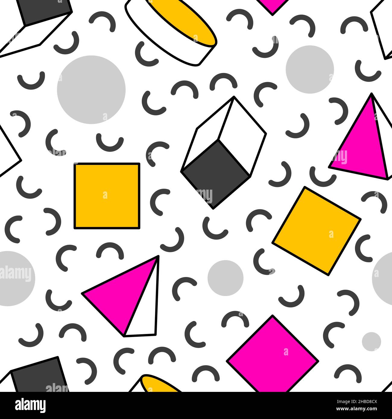 Memphis style background with geometric shapes. Vector abstract ...