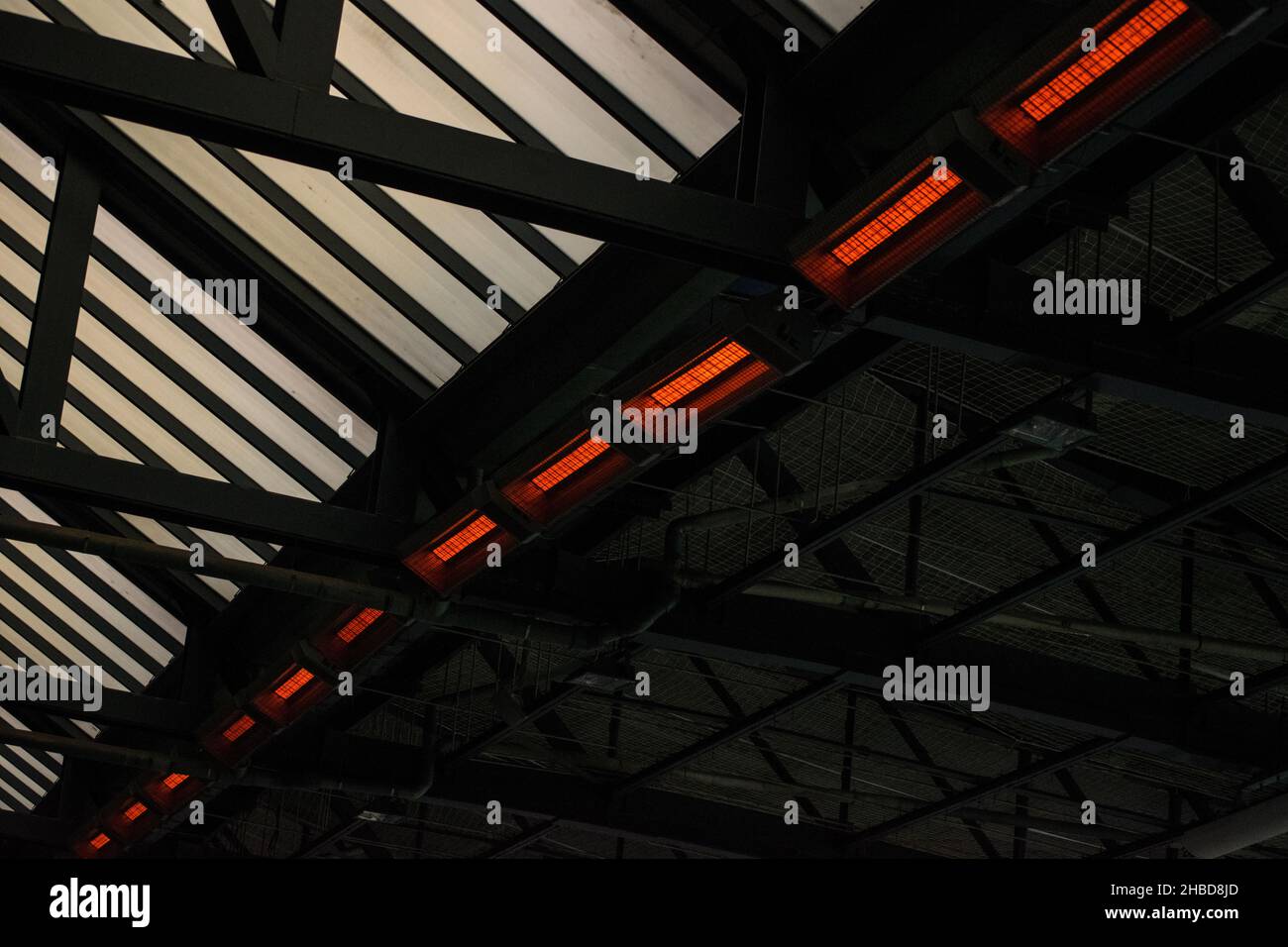 heaters in world class football stadiums Stock Photo