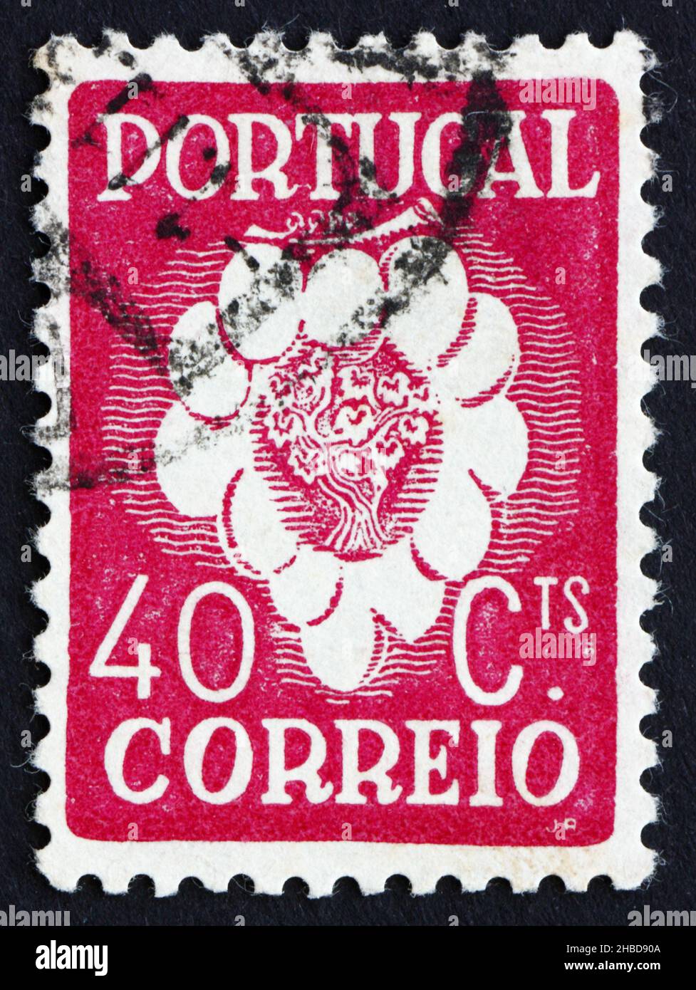 PORTUGAL - CIRCA 1938: a stamp printed in the Portugal shows Grapes ...