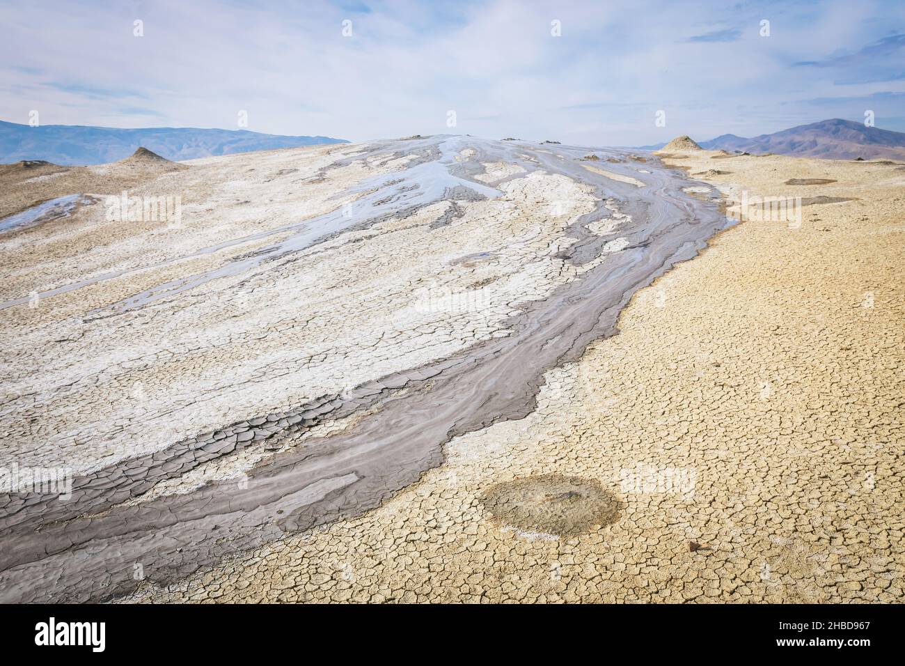 Mud volcanoes panoramic view in Chacuna managed reseve in Georgia ...