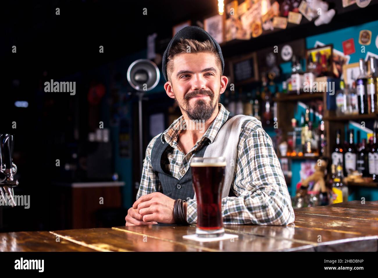 Bartender creates a cocktail in the taproom Stock Photo