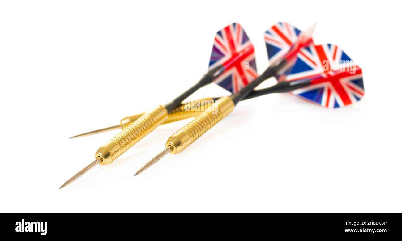 darts for playing on white isolated background Stock Photo