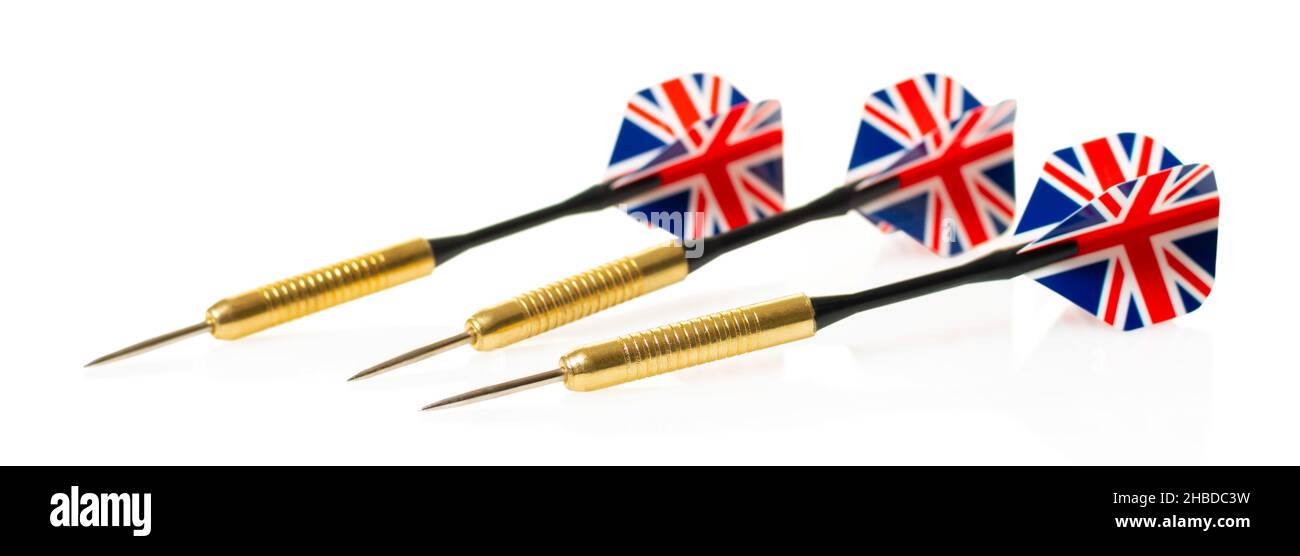 darts for playing on white isolated background Stock Photo