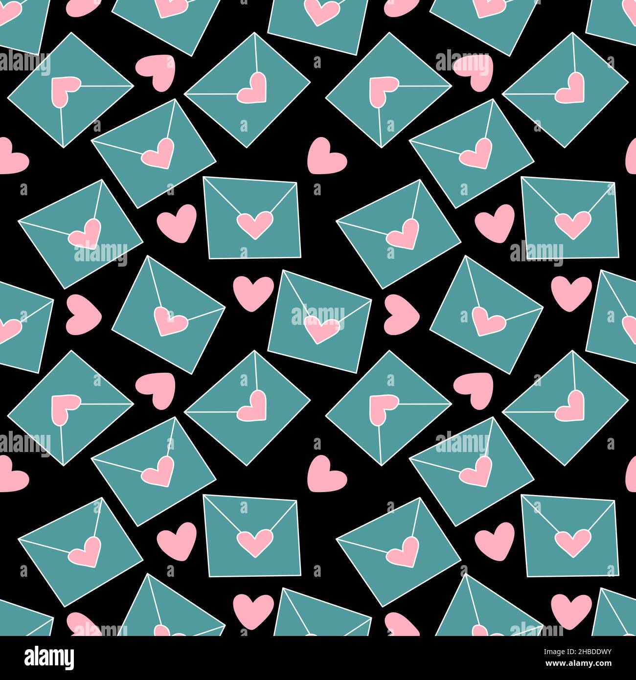 Seamless pattern with love letters and pink hearts on white background ...