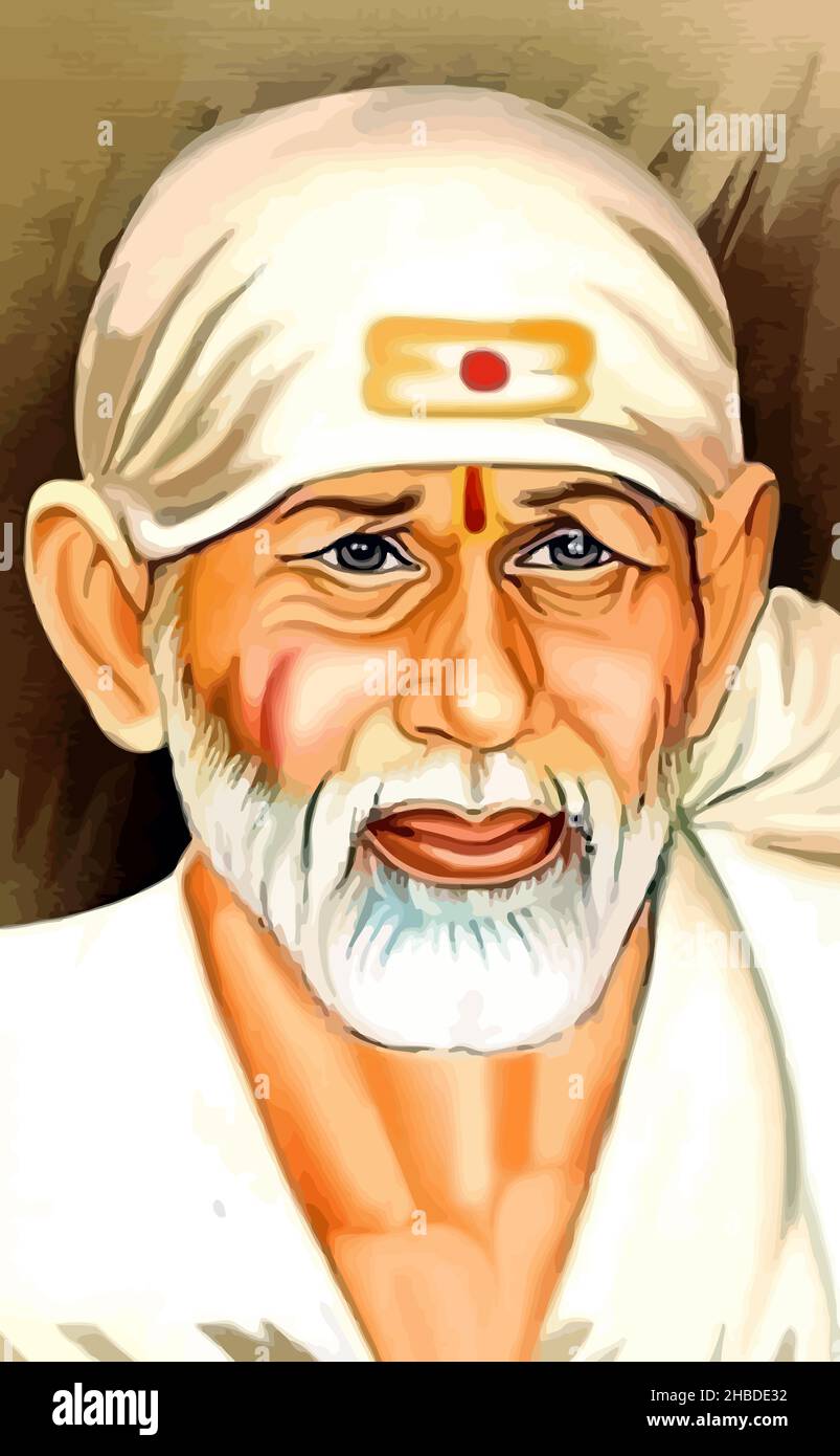 sai baba indian god illustration culture Stock Photo Alamy