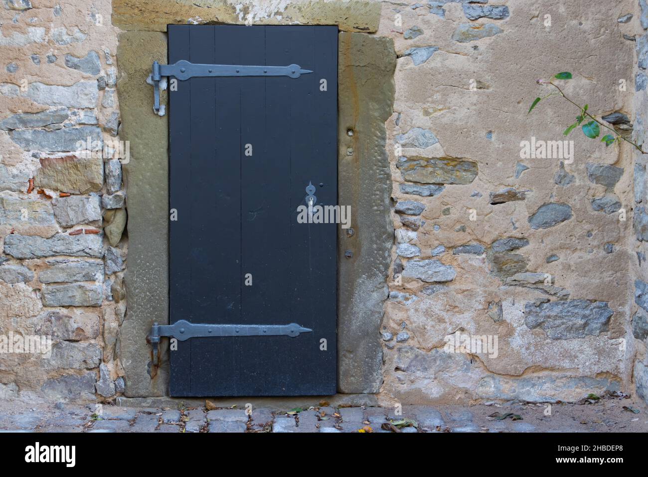 Ancient wooden door in a natural stone wall Stock Photo - Alamy