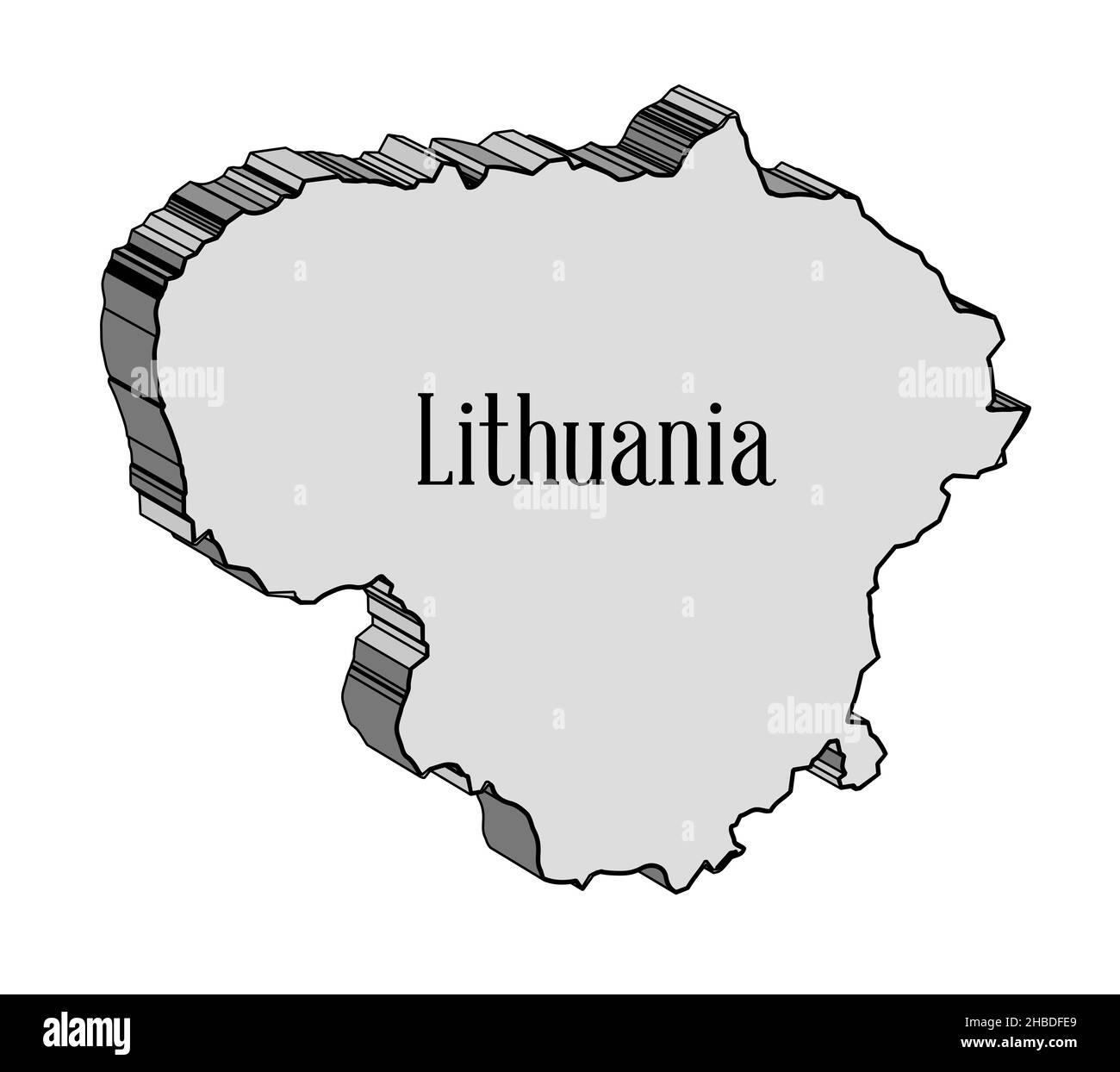 Outline 3D map of Lithuania over a white background Stock Photo - Alamy
