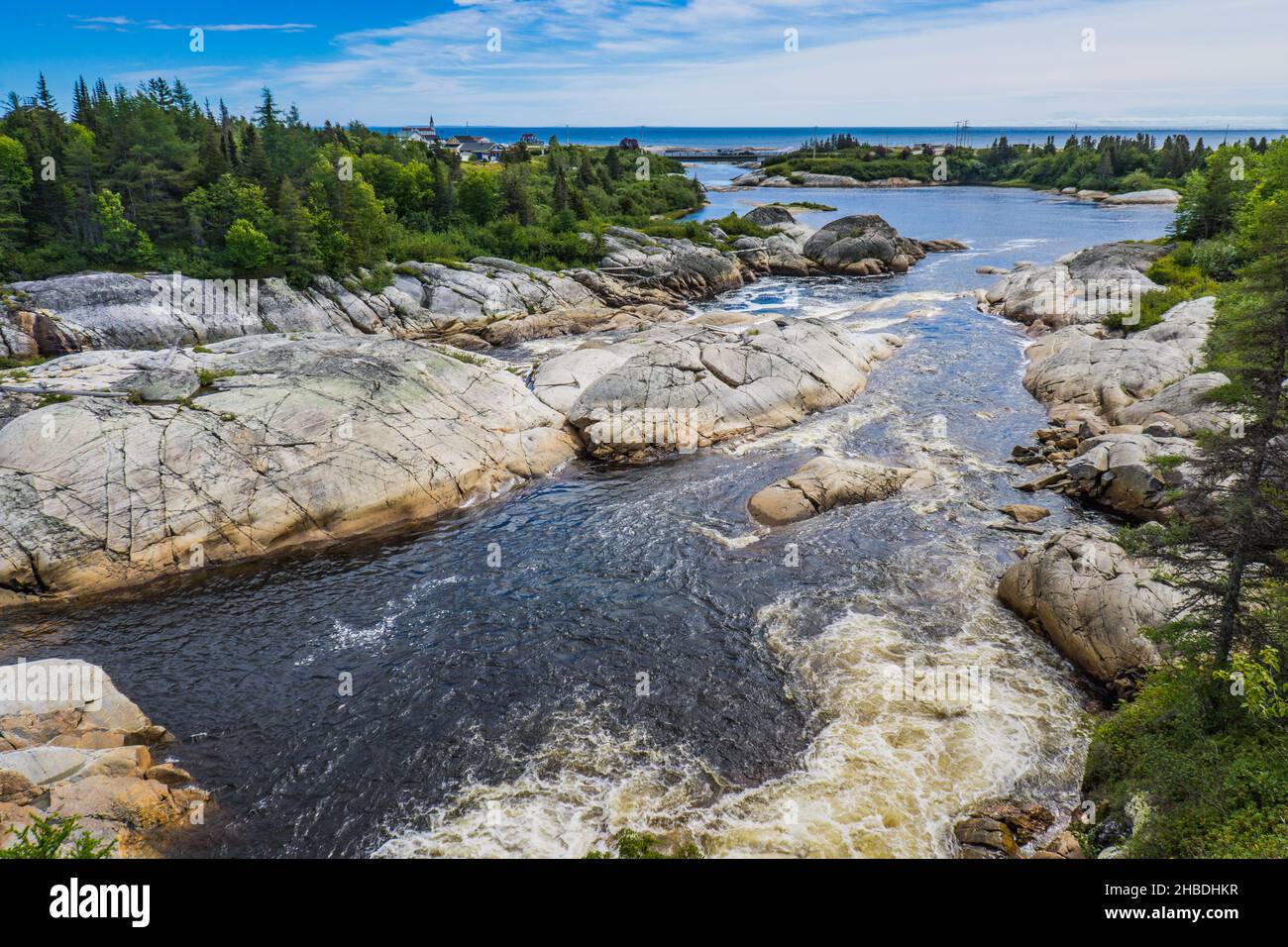View on the river and the village from the Chute au Tonnerre viewing