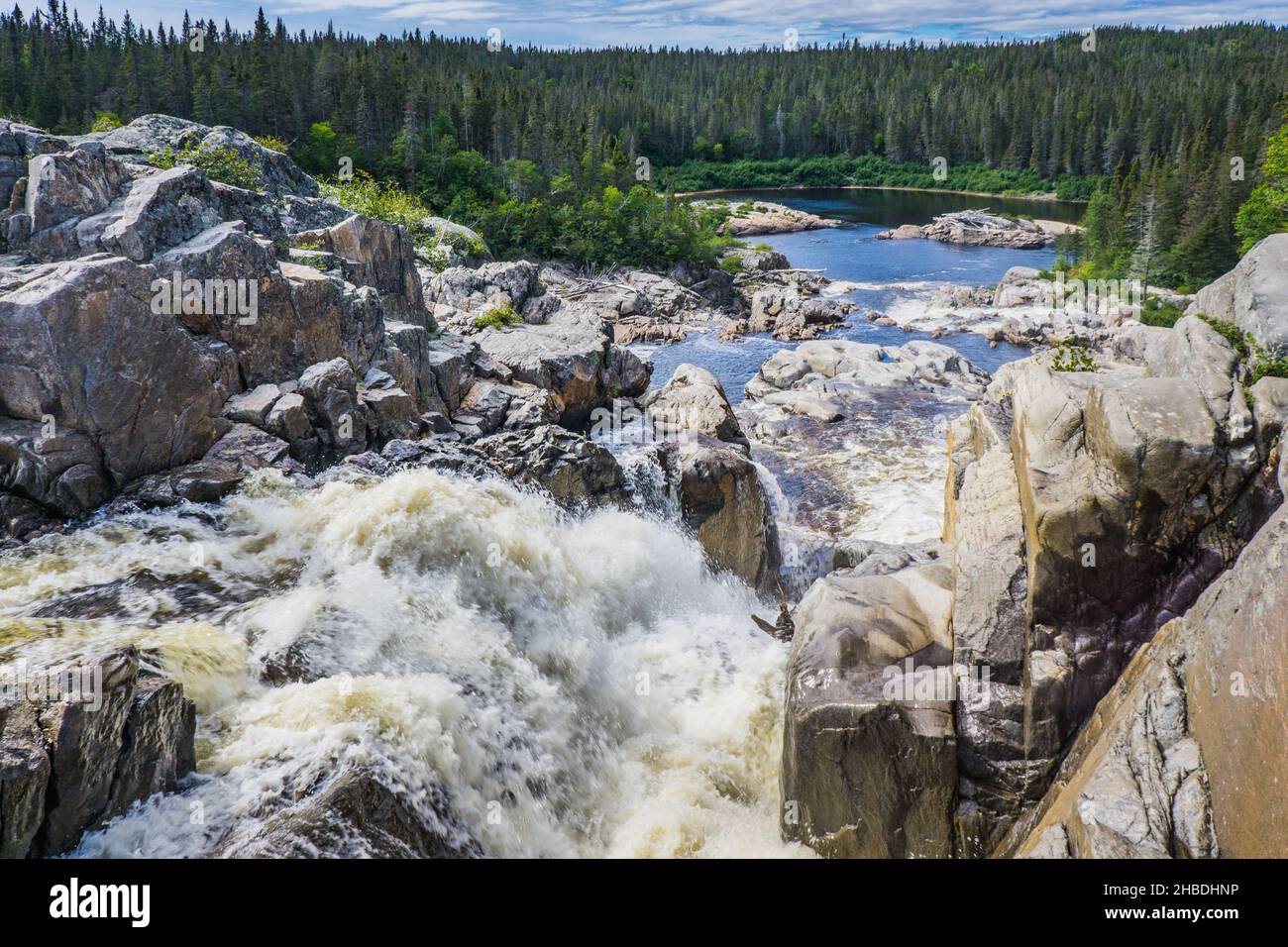 Chute Au Tonnerre waterfall, a 35 meters high waterfall near Riviere Au Tonnerre village, in
