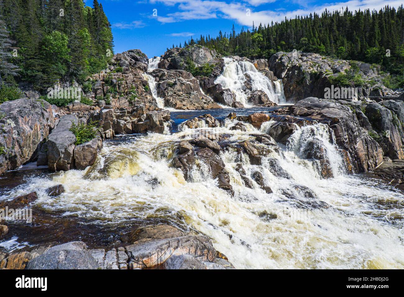 Chute Au Tonnerre waterfall, a 35 meters high waterfall near Riviere Au Tonnerre village, in