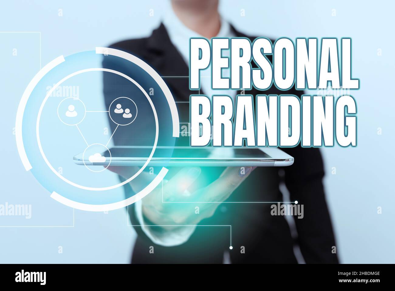 Text sign showing Personal Branding. Concept meaning Marketing themselves and their careers as