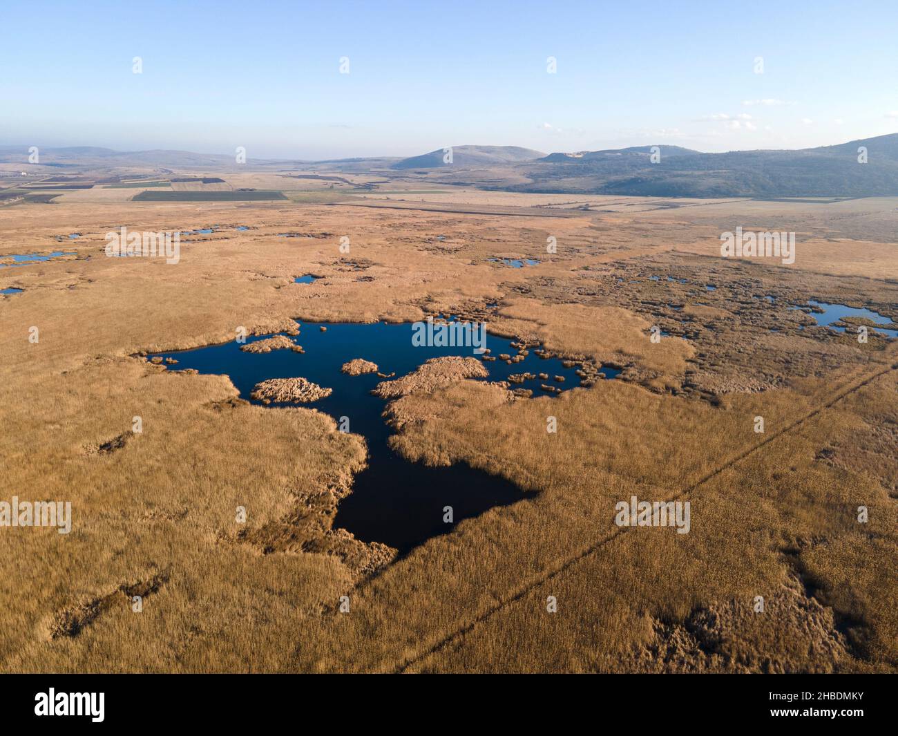 D Ragman Aerial Autumn view of Dragoman marsh, Sofia region, Bulgaria Stock ...