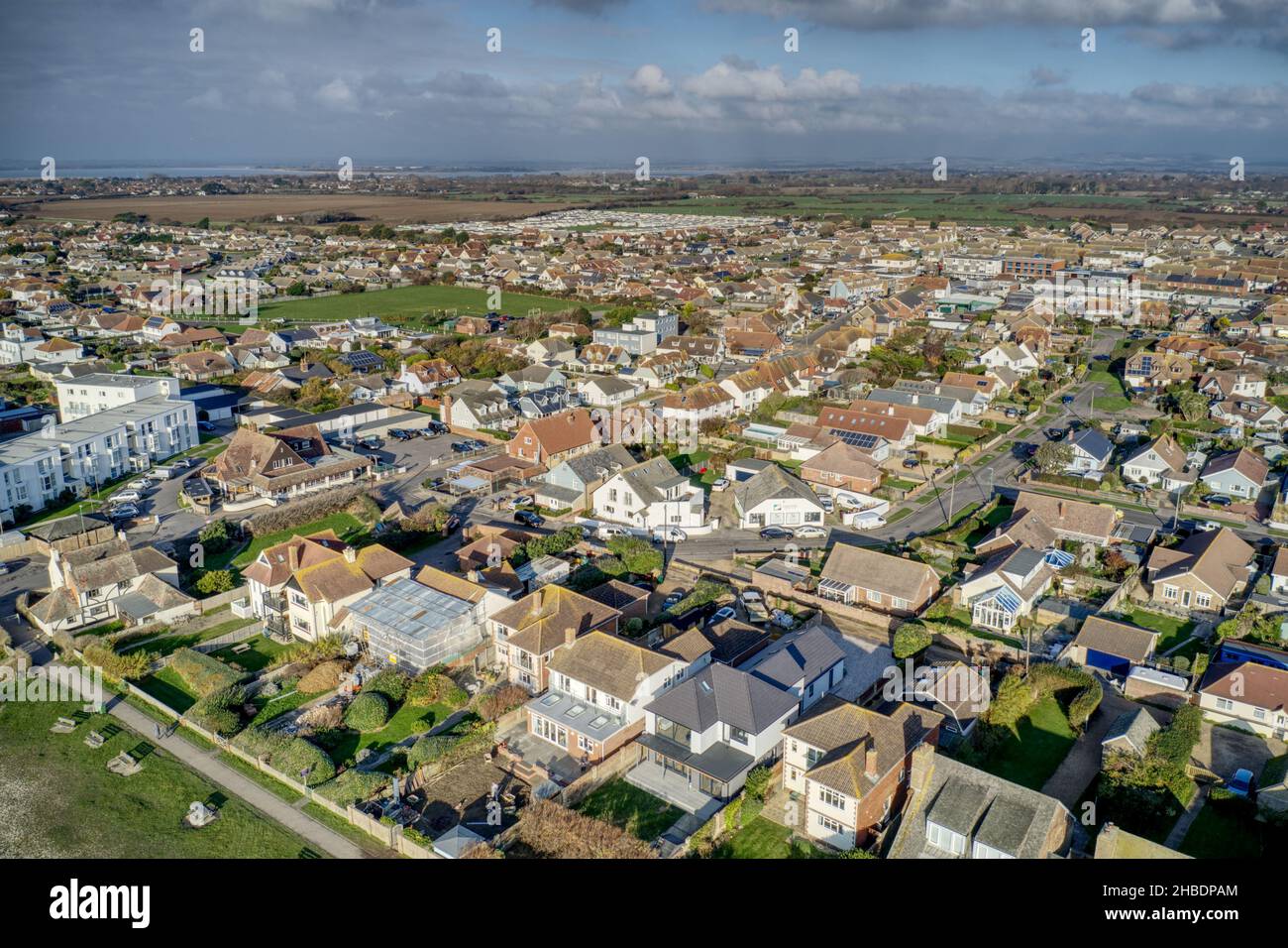 Aerial view of East Wittering, a seaside village in Southern England and popular with tourists