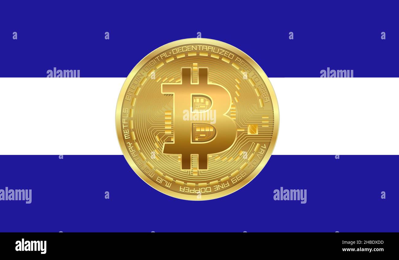 El Salvador flag and Bitcoin vector Stock Vector